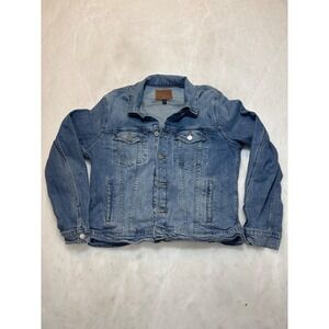Lucky Brand Mens Denim Jacket Blue Medium Wash Button Front L G